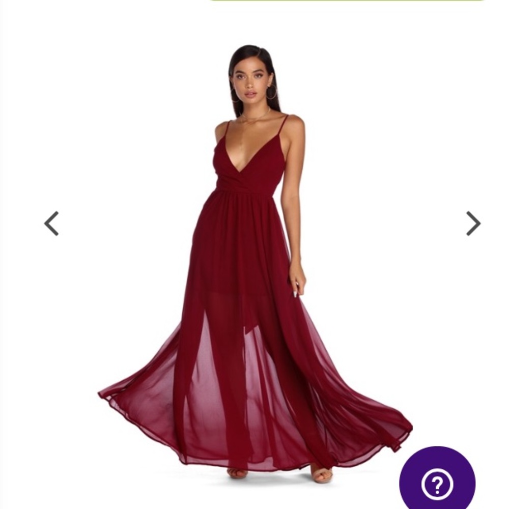 Burgundy long red chiffon formal dress